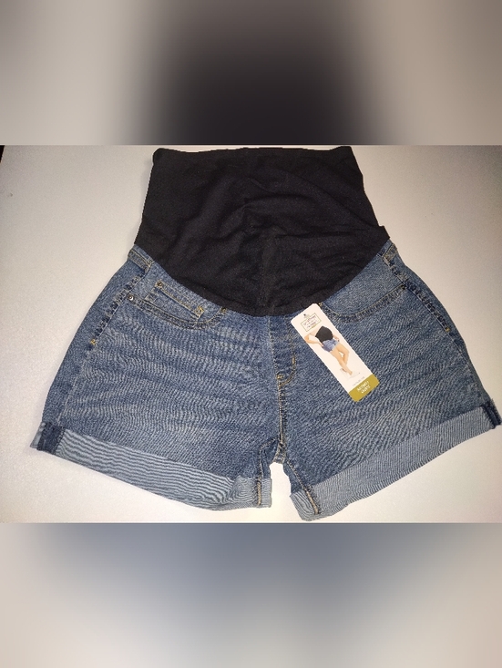 Signature by Levi Strauss Pants - Levi Strauss Signature Black Belly Panel Blue Denim Maternity Shorts New Size L